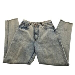 Bill Blass Acid Wash Blue High Waisted Mom Jeans Raw Hem Size 10 Cotton‎ Vintage